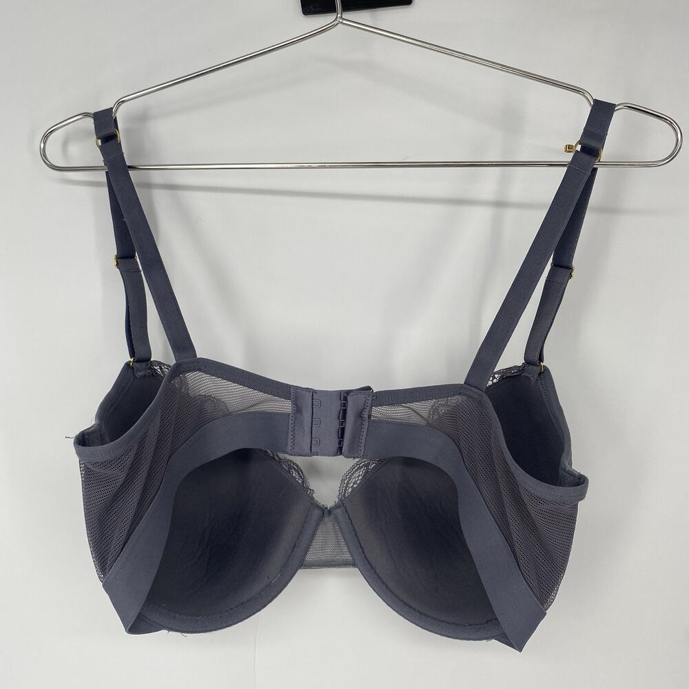 Lively Lace Underwire Bra 36D Gray Unlined Demi Balconette Mesh Womens - Picture 5 of 7